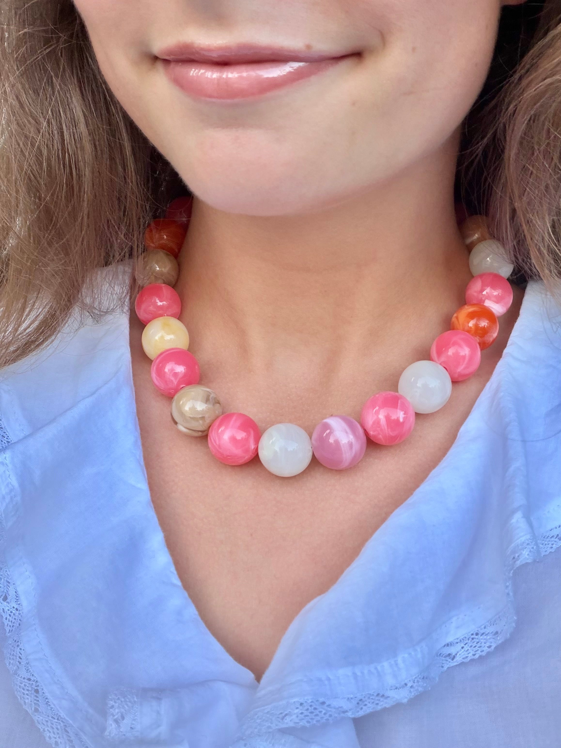 Pink blend bubble necklace